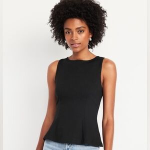 NWT Old Navy Black Sleeveless Peplum Women's Top